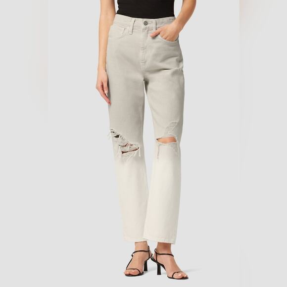 Hudson Jade Loose-Fit Straight Peyote Dip-Dye Jean Neutral Ombre Wash 31 - Picture 3 of 16